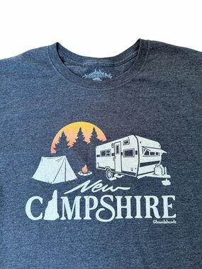 Chowdaheadz Large New Hampshire Camping Graphic Tee Charcoal Gray New Campshire